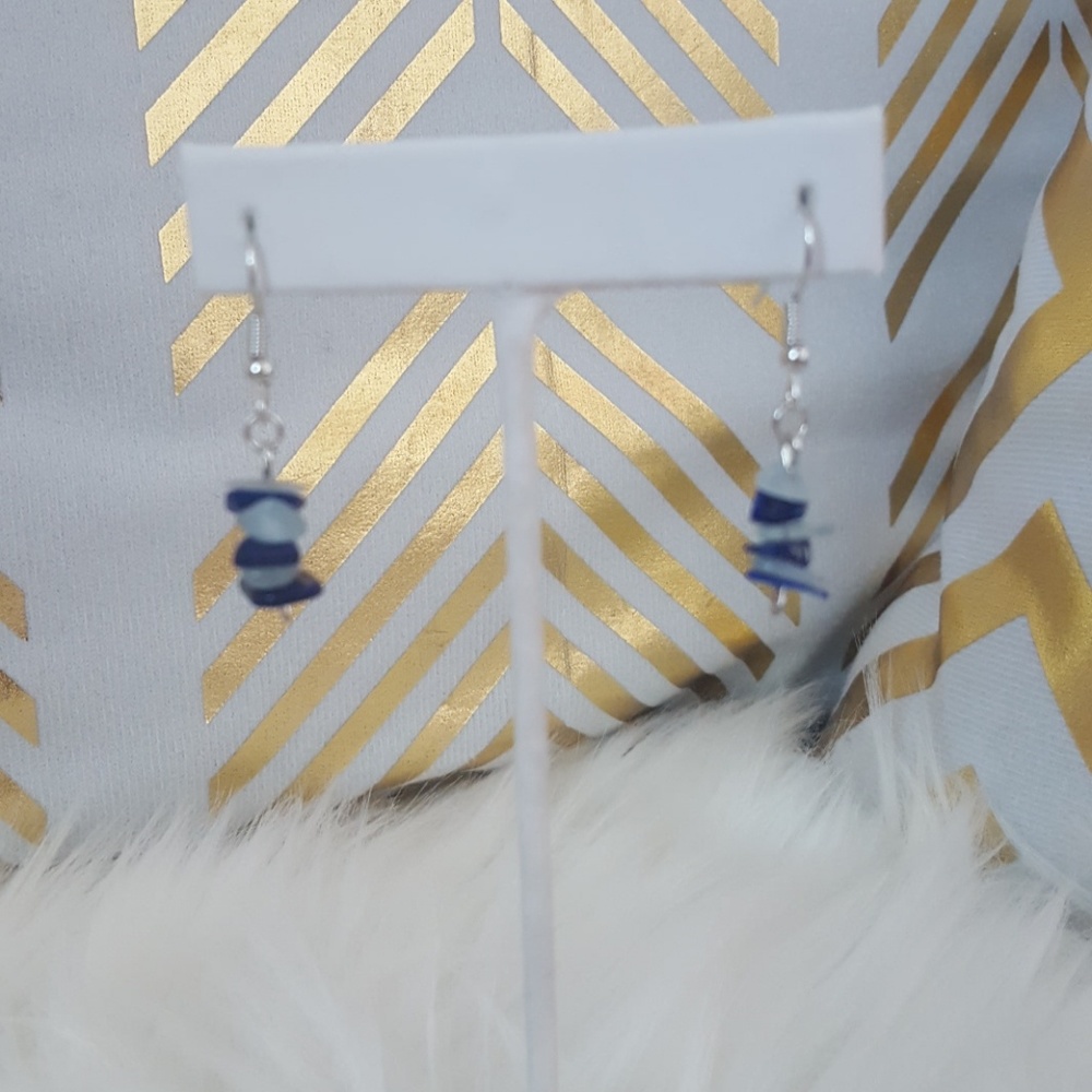 PTB blue chipped gemstone earrings